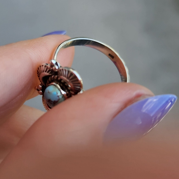 Handmade Sterling Silver 925 Golden Hills Turquoise Scallop Bezel Ring - Picture 5 of 8